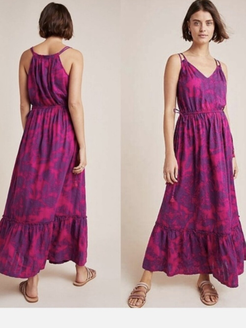 Anthropologie Saturday Sunday Maxi, Fig And Flower Spaghetti Straps 25 " Ptp